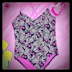 Breaking Waves White Black and Pink one piece 🩱